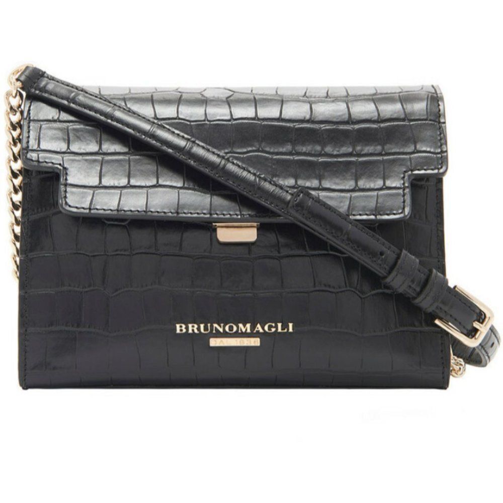 Brunomagli Women's Black Shoulder Strap Leather Crossbody Bag Size OS